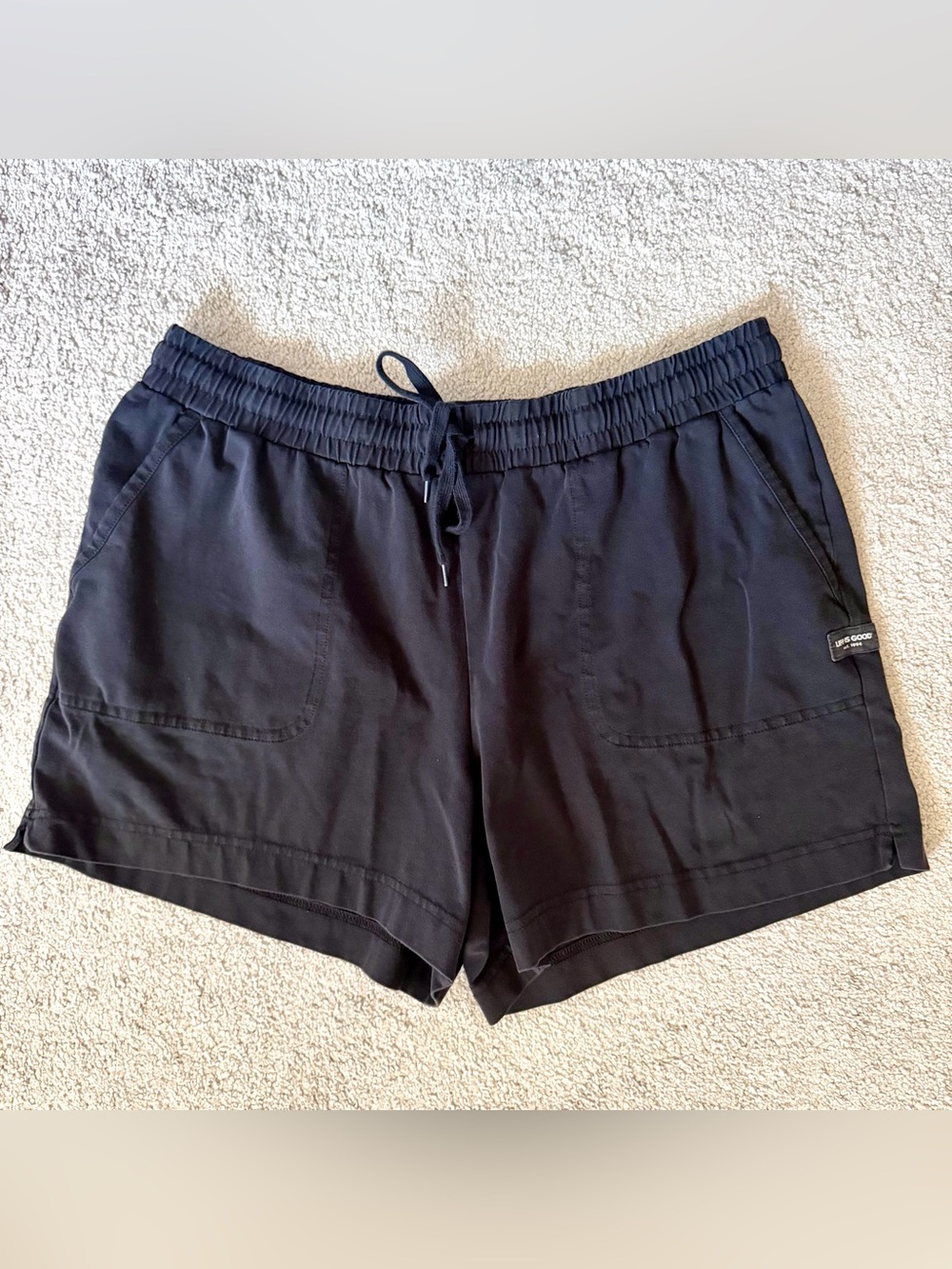 Life Is Good Solid Crusher-FLEX Women's Casual Shorts, True Black, X-Large, Gym